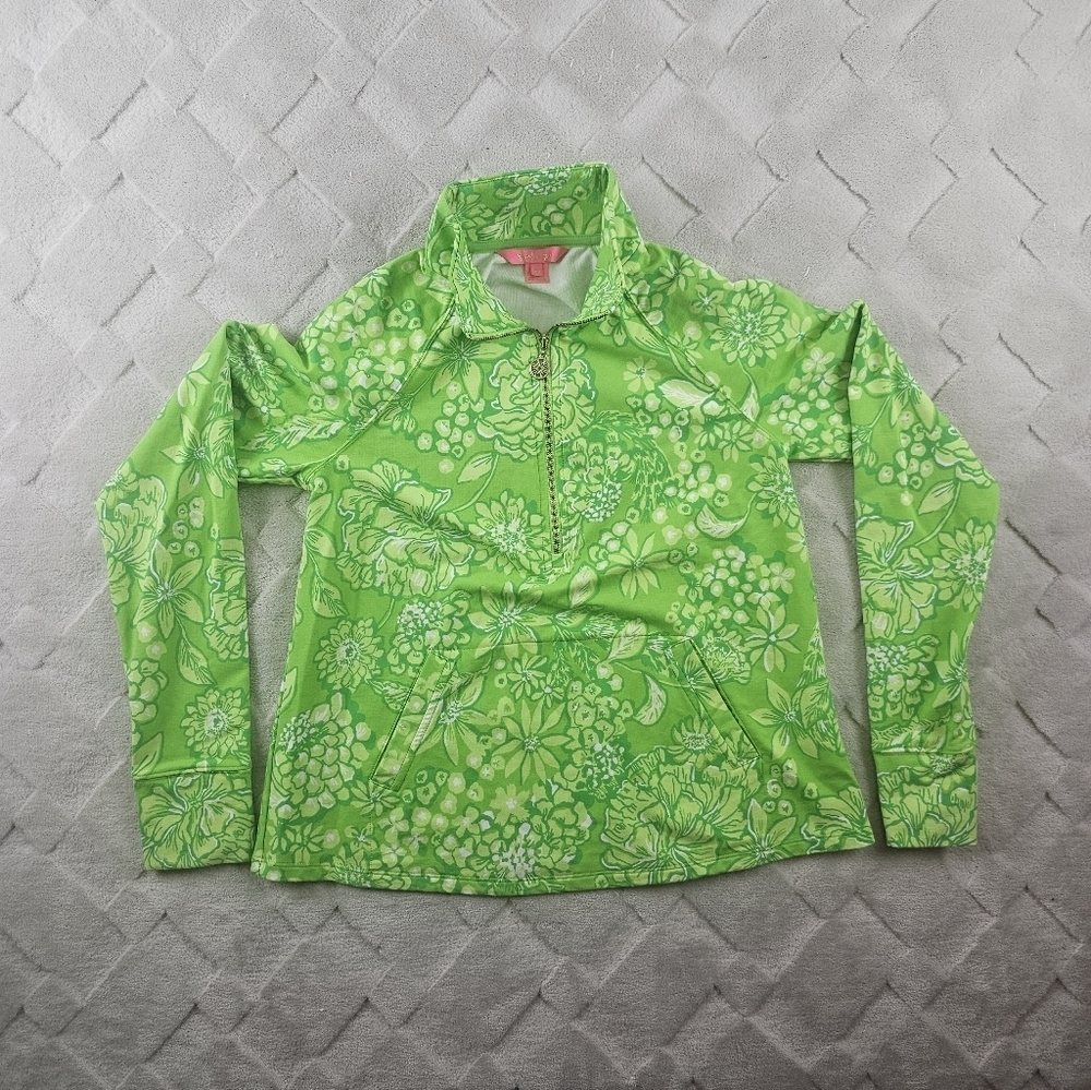 Lilly Pulitzer UPF50+ Melena Popover in Limeade Its A Spring Thing Sweater XS